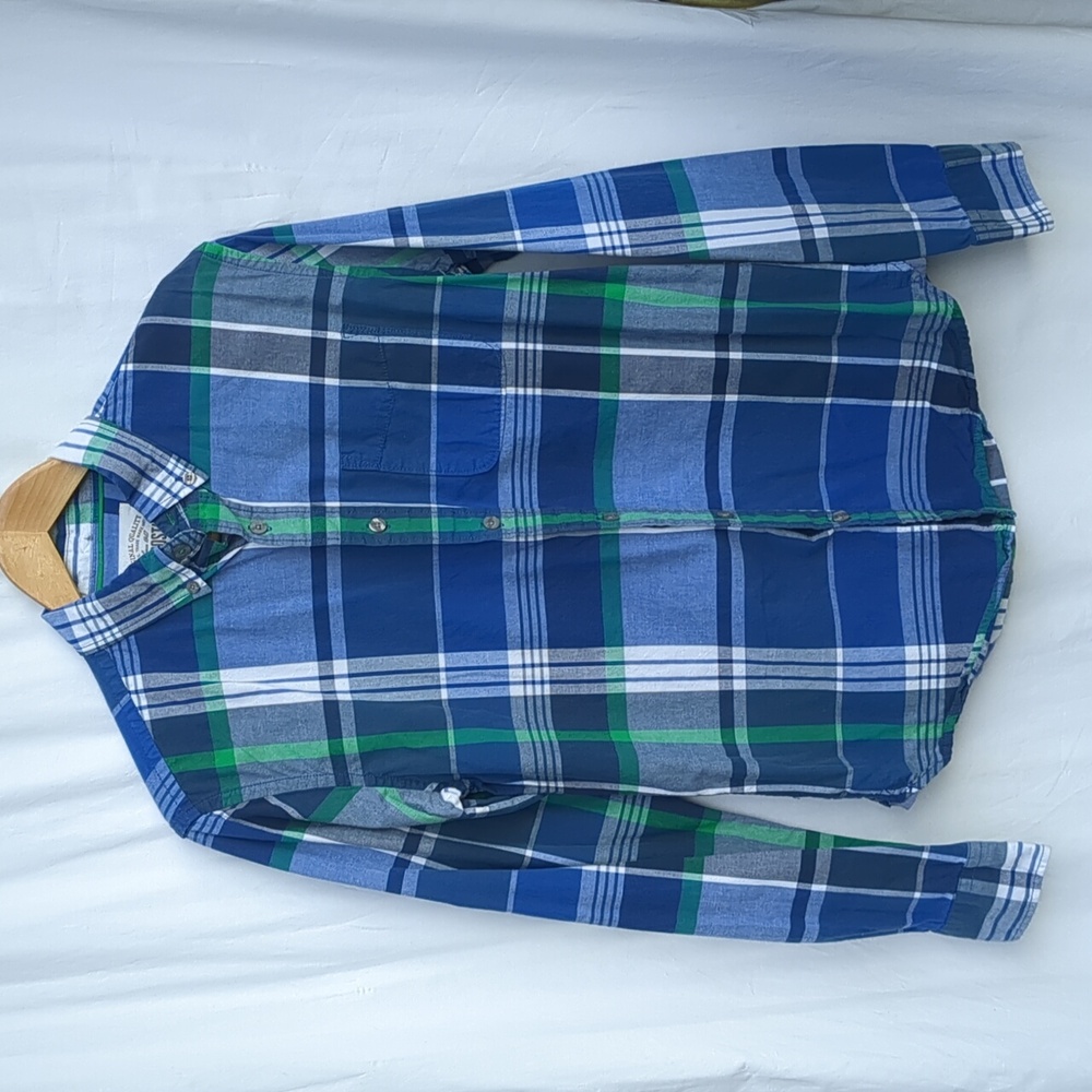 Aeropostale shirt button down plaid blue green small